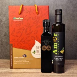 【7/18-7/19限定,非常態販售商品】AMOR 自有獨立莊園特級初榨冷壓橄欖油500ml+AUSBARREL巴薩米克醋雙入禮盒(四種風味任選)